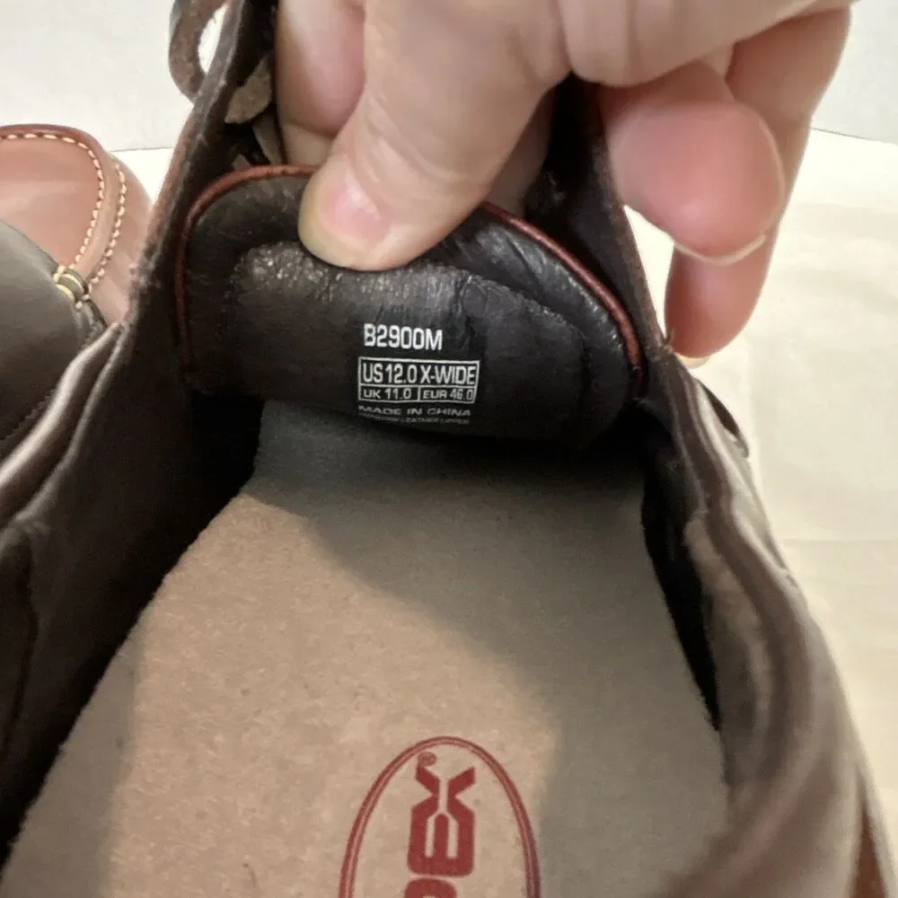 Apex B2900M Men’s Brown Leather Lace Up Boat Shoes US 12 EEEE Wide
